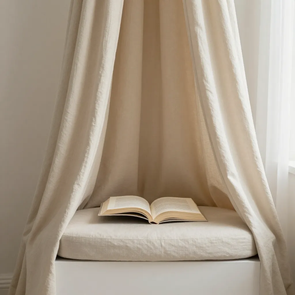Reading nook with soft drapes